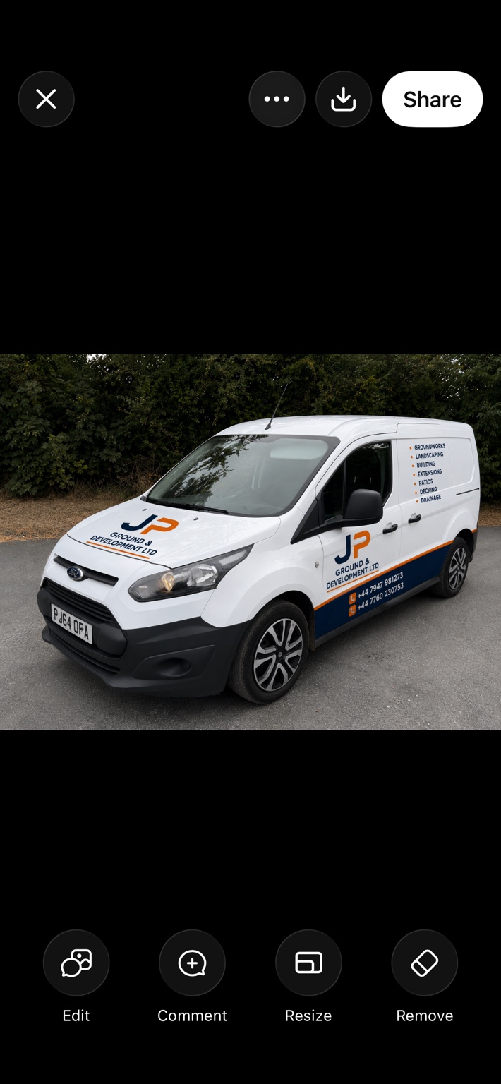 JP Ground & Developments branded Ford Transit Connect