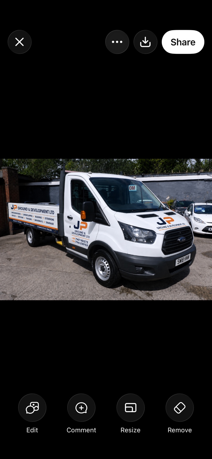 JP Ground & Developments branded Ford Transit tipper
